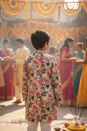 Pink block print kurta