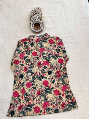 Pink block print kurta 4