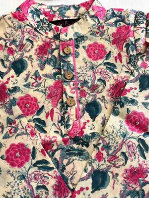 Pink block print kurta 5