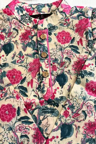 Pink block print kurta