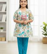White floral puff kurti
