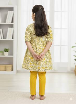 Yellow floral puff kurti 2