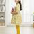 Yellow floral puff kurti