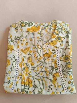 Yellow floral puff kurti 5