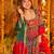 Multicolor pure crepe embroidered anarkali gown set with organza dupatta & pant | fully stitched
