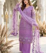Lavender Color Sequins And Hand Work Cotton Salwar Suit