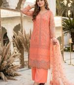 Peach Color Sequins And Hand Work Cotton Salwar Suit