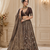 Dark Brown thread sequins dori silk blend lehenga Choli Set 