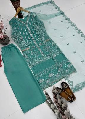 Rama Color Sequins And Hand Work Cotton Salwar Suit 4