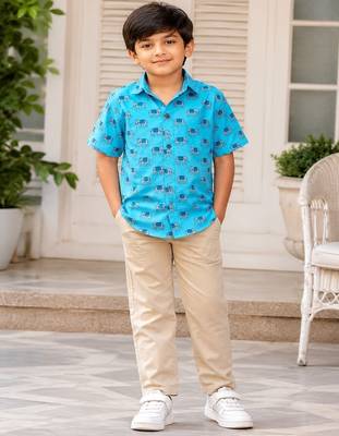 Boys sky blue elephant shirt 1