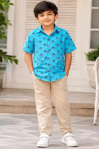 Boys sky blue elephant shirt