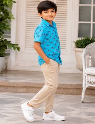 Boys sky blue elephant shirt 2
