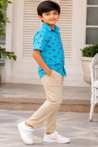 Boys sky blue elephant shirt
