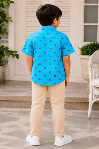 Boys sky blue elephant shirt