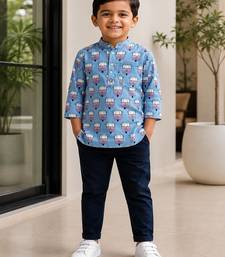Boys blue auto kurta shirt