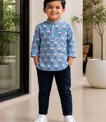 Boys blue auto kurta shirt