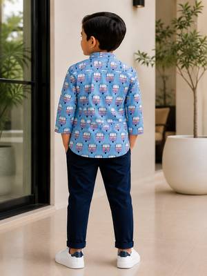 Boys blue auto kurta shirt 3