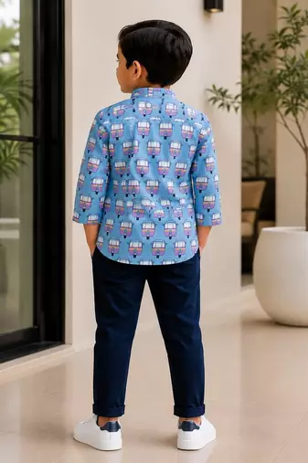 Boys blue auto kurta shirt