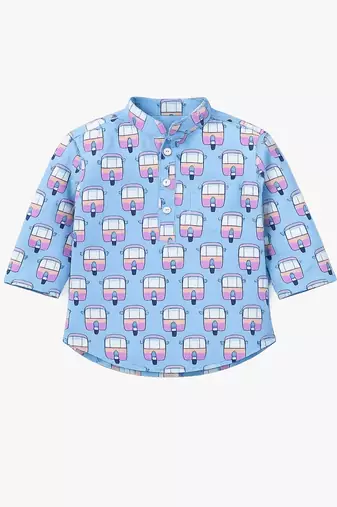 Boys blue auto kurta shirt