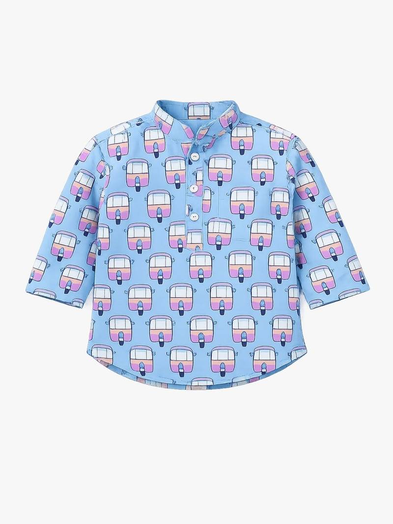 Boys blue auto kurta shirt