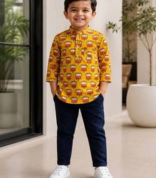 Boys mustard auto kurta shirt