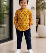 Boys mustard auto kurta shirt