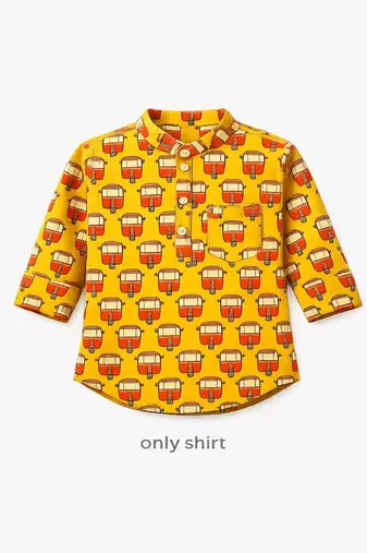 Boys mustard auto kurta shirt