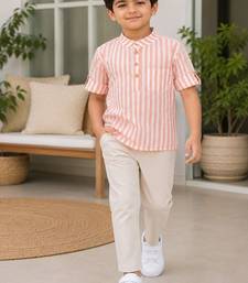 Boys peach striped kurta shirt