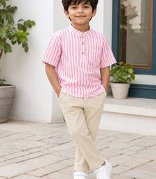 Boys baby pink striped kurta