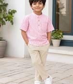 Boys baby pink striped kurta