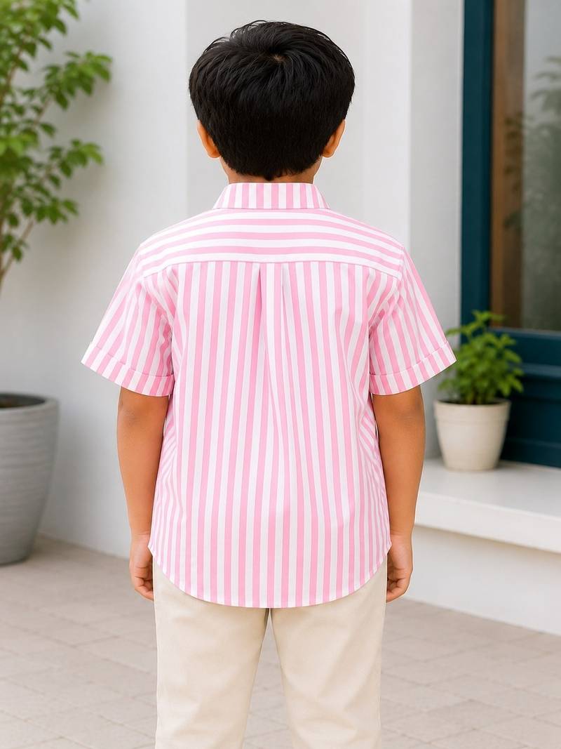 Boys baby pink striped kurta