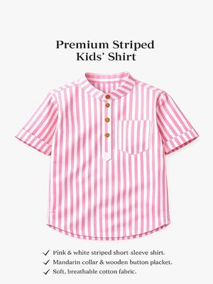 Boys baby pink striped kurta 5