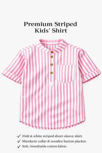 Boys baby pink striped kurta
