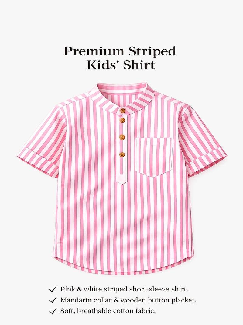 Boys baby pink striped kurta