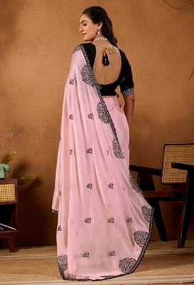Light pink rangoli madala art embroidered saree 2