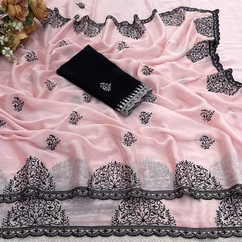 Light pink rangoli madala art embroidered saree 5