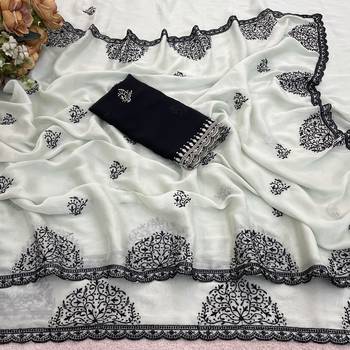 Light pista rangoli madala art embroidered saree 5
