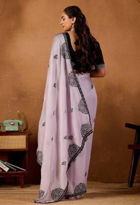 Light purple rangoli madala art embroidered saree 2