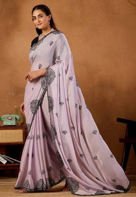 Light purple rangoli madala art embroidered saree 3