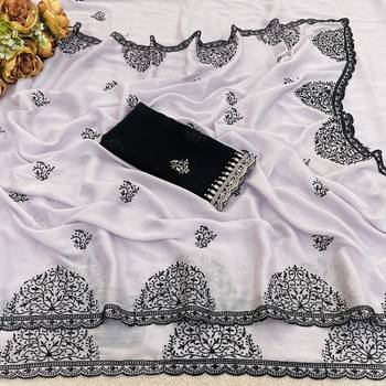Light purple rangoli madala art embroidered saree 5