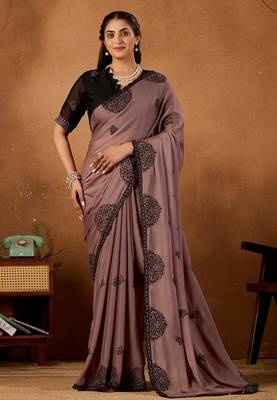 Mauve rangoli madala art embroidered saree 1