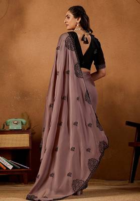 Mauve rangoli madala art embroidered saree 2