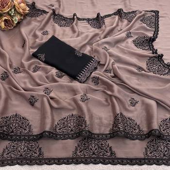 Mauve rangoli madala art embroidered saree 5