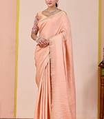 Peach glory satin two-tone embroidered saree