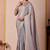 Light grey glory satin two-tone embroidered saree