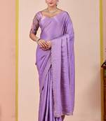 Lavender glory satin two-tone embroidered saree