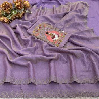 Lavender glory satin two-tone embroidered saree 5