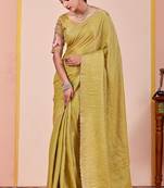 Light green glory satin two-tone embroidered saree