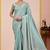 Sky blue glory satin two-tone embroidered saree