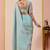 Sky blue glory satin two-tone embroidered saree